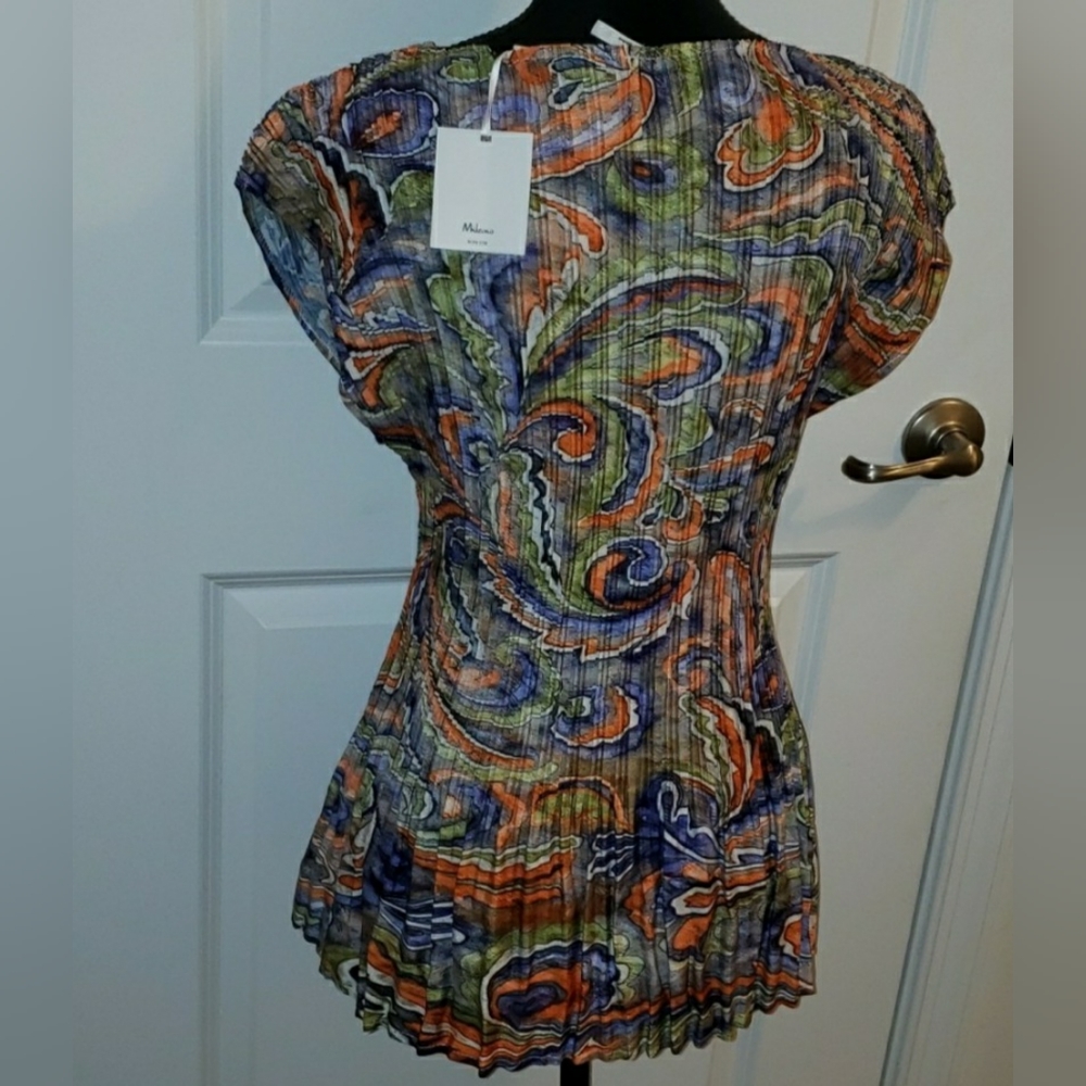 Women's Pleated Multi-Colored Blouse - Picture 2 of 6